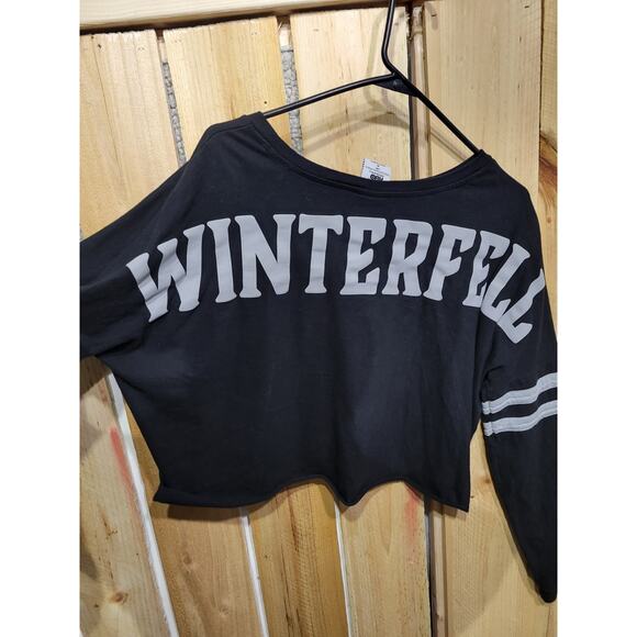Game Of Thrones Winterfell Cropped Shirt Long Sleeve Womens Medium Double Sided - Picture 5 of 8